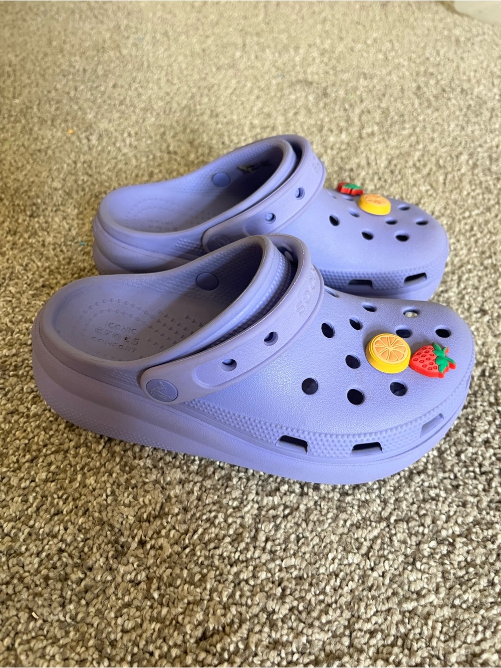 CROCS Platform Kids Lavender Clogs with Fruit Jibbitz